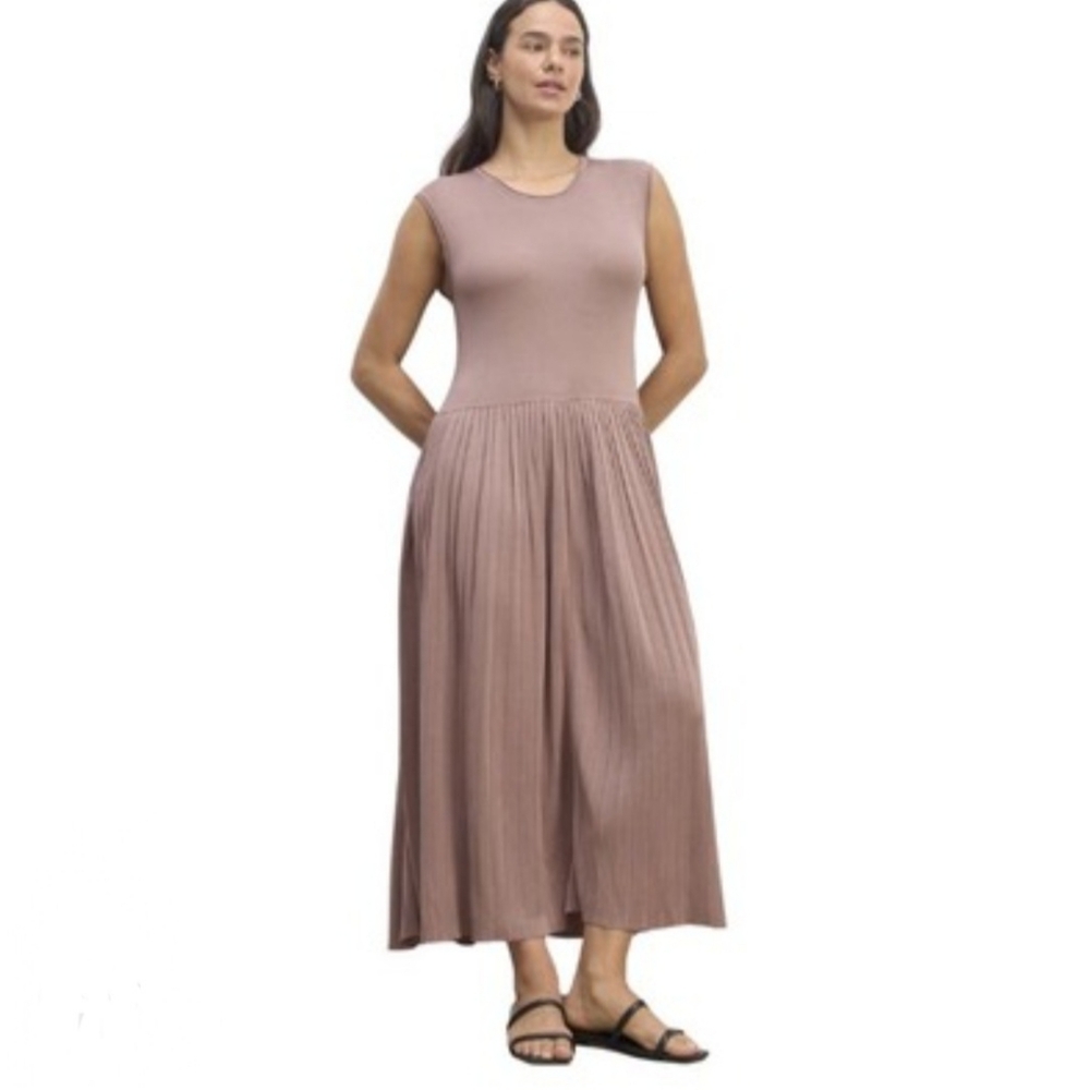 Everlane Tan Mixed Media Maxi Dress NEW